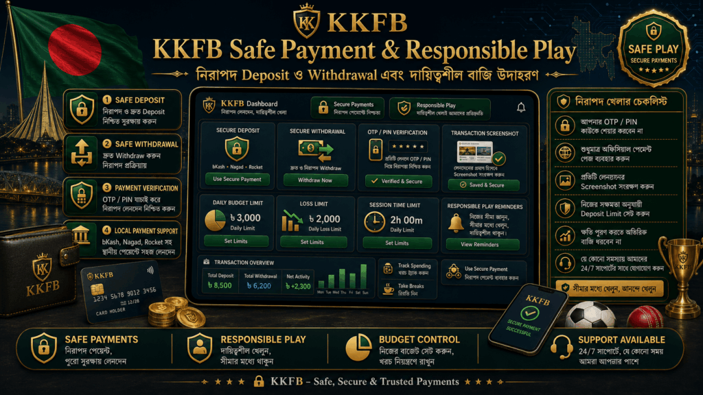 নিরাপদ Deposit ও Withdrawal এবং দায়িত্বশীল বাজি উদাহরণ placeholder।
